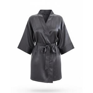 Victoria’s Secret Gold Label Vintage 90’s Womens Black Kimono Satin Robe O/S EUC